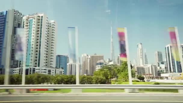 Krásný Výhled Mrakodrapy Města Dubaj Nebo Panorama Spolu Burj Khalifa — Stock video