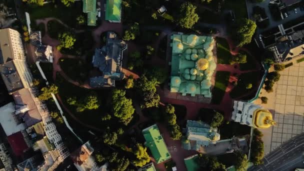 Top View Saint Sophia Cathedral Sunrise Kyiv Ukraine Historical Religious — Stock Video
