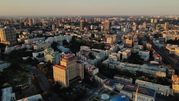 Hotel Ukraine Independence Square Kyiv Ukraine Aerial View Maidan Nezalezhnosti — Stok video