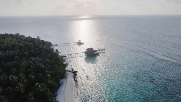 Seaplane Dock Sunrise Tropical Island Maldives High Quality Footage — Stock video