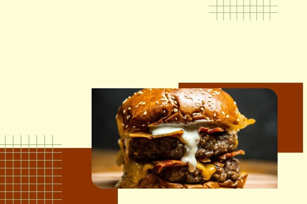 패스트 플라이어 Fast Food Flyer 레스토랑 정크푸드등을 디자인 감자튀김 그리고 — 스톡 사진