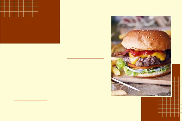 Fast Food Flyer Design Szablon Gotowania Kawiarnia Menu Restauracji Zamawianie — Zdjęcie stockowe