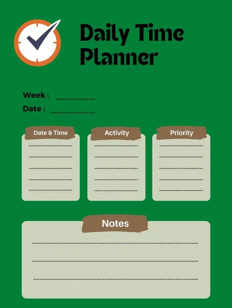 Weekly planner. Cute page for notes. Notebooks, decals, diary, school accessories. Cute romantic vector page.