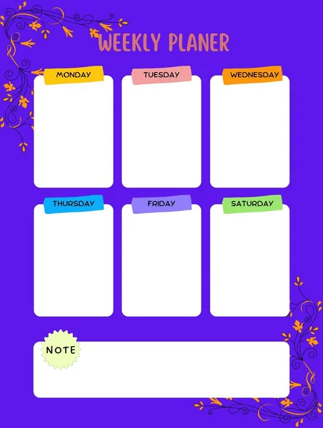 Weekly Planner Cute Page Notes Notebooks Decals Diary School Accessories — Stockfoto