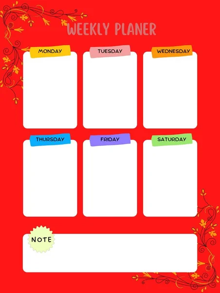 Weekly Planner Cute Page Notes Notebooks Decals Diary School Accessories — Stock Fotó