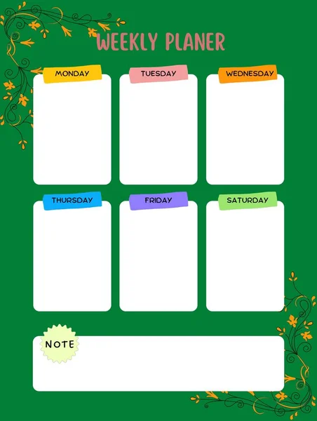 Weekly Planner Cute Page Notes Notebooks Decals Diary School Accessories — Stock Photo, Image