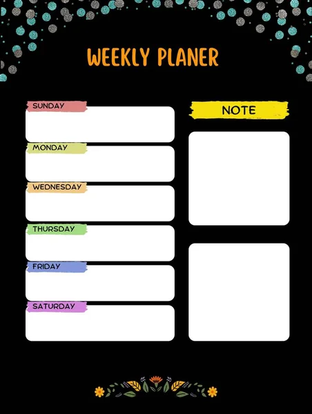 Weekly Planner Cute Page Notes Notebooks Decals Diary School Accessories — Stock Photo, Image