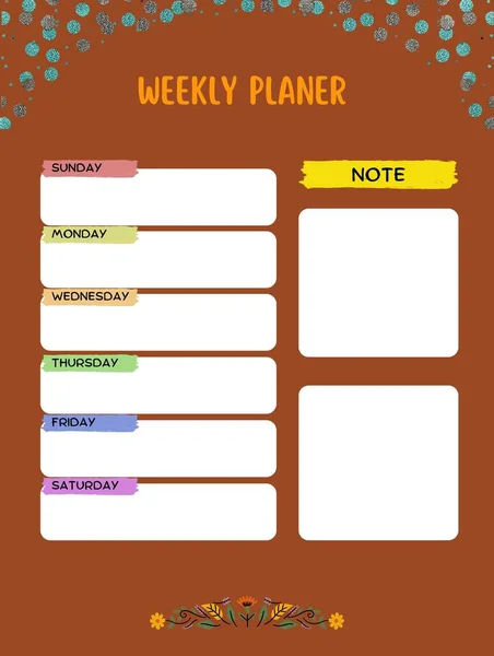 Weekly Planner Cute Page Notes Notebooks Decals Diary School Accessories — ストック写真