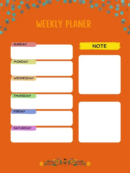 Weekly Planner Cute Page Notes Notebooks Decals Diary School Accessories — Stockfoto