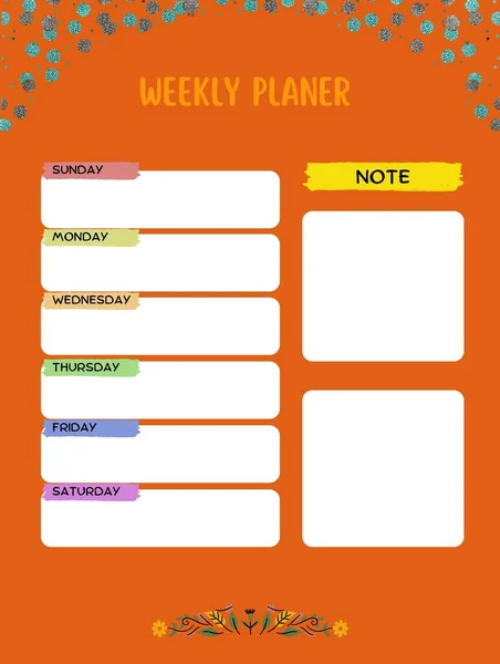 Weekly Planner Cute Page Notes Notebooks Decals Diary School Accessories — ストック写真