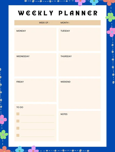 Weekly Planner Cute Page Notes Notebooks Decals Diary School Accessories — 图库照片