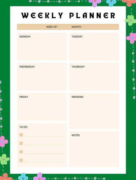 Weekly Planner Cute Page Notes Notebooks Decals Diary School Accessories — ストック写真