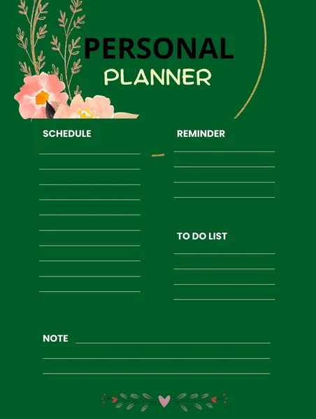 Planificateur Hebdomadaire Page Mignonne Pour Les Notes Carnets Décalcomanies Agenda — Photo