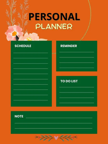 Planeador Semanal Bonita Página Para Notas Cadernos Decalques Diário Acessórios — Fotografia de Stock
