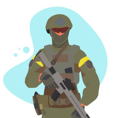 Ukraynalı. Ukrayna Silahlı Kuvvetleri. Askeriyeden. Vektör çizimi. Poster, ilan, afiş, kartpostal.