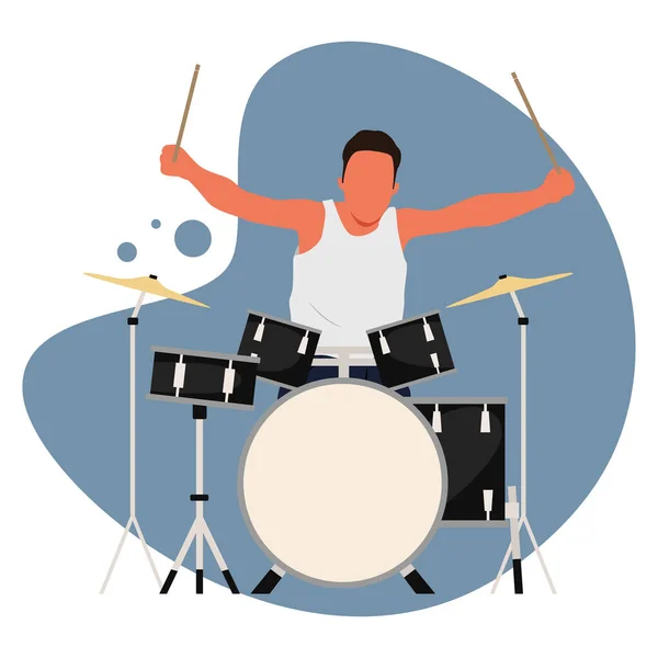 Baterista Músicos Ilustração Vetorial Cartaz Panfleto Banner Postal — Vetor de Stock