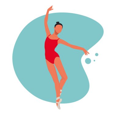 Dans eden kız. Balerin. Vektör illüstrasyonu. Poster, ilan, afiş, kartpostal.