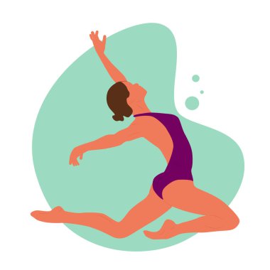 Jimnastikçi. Dans eden kız. Vektör çizimi. Poster, ilan, afiş, kartpostal.