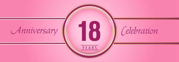 Anos Celebração Aniversário Com Molduras Círculo Ouro Rosa Fundo Rosa — Vetor de Stock