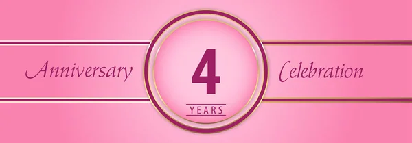 Years Anniversary Celebration Gold Pink Circle Frames Pink Background Premium — Stock Vector
