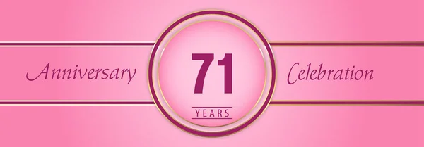 Anos Celebração Aniversário Com Molduras Círculo Ouro Rosa Fundo Rosa — Vetor de Stock