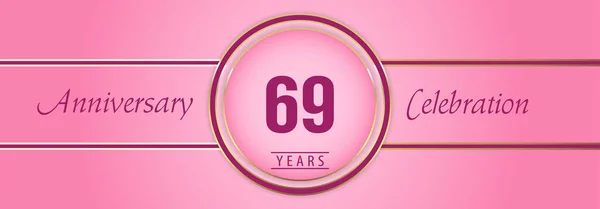 Years Anniversary Celebration Gold Pink Circle Frames Pink Background Premium — Stock vektor