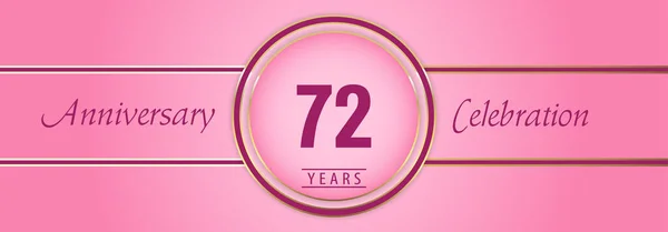 Let Výročí Oslavy Zlatými Růžovými Kruhy Růžovém Pozadí Premium Design — Stockový vektor