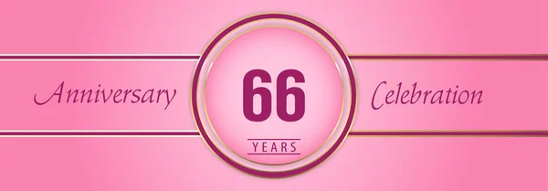 Years Anniversary Celebration Gold Pink Circle Frames Pink Background Premium — Stock vektor