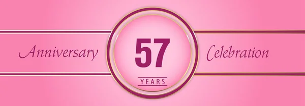 Años Celebración Del Aniversario Con Marcos Círculo Oro Rosa Sobre — Vector de stock