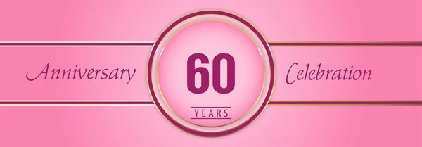 Výročí Oslavy Zlatými Růžovými Kruhy Růžovém Pozadí Premium Design Pro — Stockový vektor