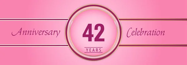 Years Anniversary Celebration Gold Pink Circle Frames Pink Background Premium — Stock vektor