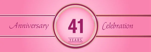 Años Celebración Del Aniversario Con Marcos Círculo Oro Rosa Sobre — Vector de stock