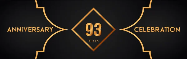 93Jähriges Jubiläums Logo Mit Goldlinien Art Deco Hintergrund Für Die — Stockvektor