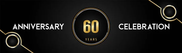 Logotipo Celebración Años Aniversario Con Líneas Marcos Punteados Círculo Oro — Archivo Imágenes Vectoriales