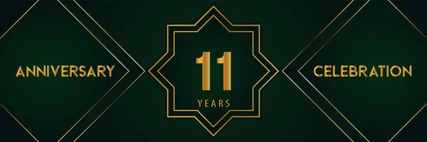 Years Anniversary Celebration Gold Number Isolated Dark Green Background Premium — Stock vektor