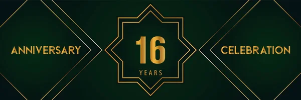 Years Anniversary Celebration Gold Number Isolated Dark Green Background Premium — Stock Vector
