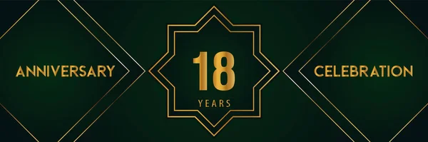 Years Anniversary Celebration Gold Number Isolated Dark Green Background Premium — Stock vektor