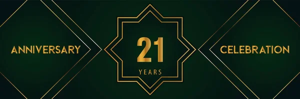 Years Anniversary Celebration Gold Number Isolated Dark Green Background Premium — Stock vektor