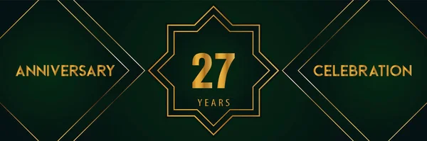 Years Anniversary Celebration Gold Number Isolated Dark Green Background Premium — Stock Vector