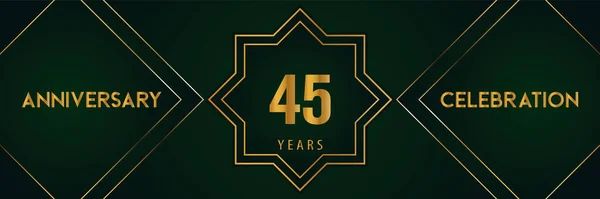 45周年庆祝活动 金色的数字孤立在深绿色的背景 小册子 横幅和仪式的高级设计 周年标志 — 图库矢量图片