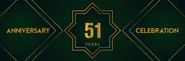 51周年庆祝活动 金色的数字孤立在深绿色的背景 小册子 横幅和仪式的高级设计 周年标志 — 图库矢量图片