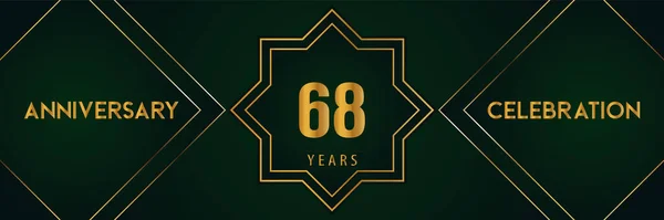 68周年的庆祝活动 金色的数字孤立在深绿色的背景 小册子 横幅和仪式的高级设计 周年标志 — 图库矢量图片