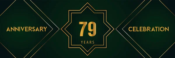 Years Anniversary Celebration Gold Number Isolated Dark Green Background Premium — Stock vektor