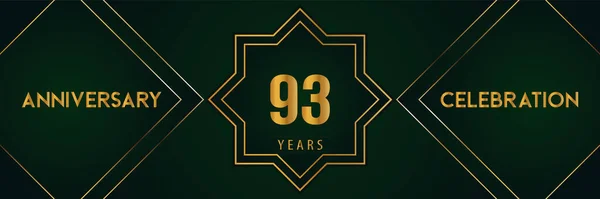 93周年庆祝活动 金色的数字孤立在深绿色的背景 小册子 横幅和仪式的高级设计 周年标志 — 图库矢量图片