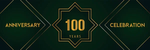 100 Jaar Jubileumfeest Met Gouden Nummer Geïsoleerd Een Donkergroene Achtergrond — Stockvector
