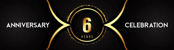Logotipo Celebración Aniversario Años Con Brillo Círculo Sobre Fondo Negro — Archivo Imágenes Vectoriales