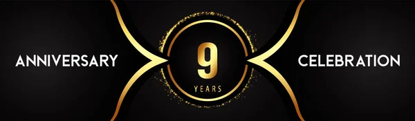Χρόνια Επετειακή Γιορτή Λογότυπος Κύκλο Λάμψη Λάμψη Μαύρο Φόντο Premium — Διανυσματικό Αρχείο