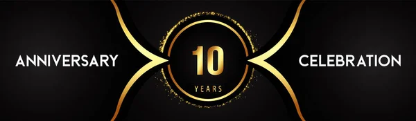 10周年庆祝会标志类型圆形闪光的黑色背景 生日派对 活动派对 毕业典礼 贺卡的精美设计 — 图库矢量图片