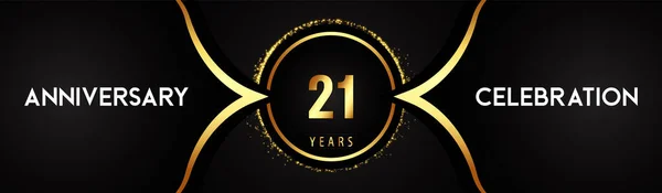 Years Anniversary Celebration Logotype Circle Glitter Sparkle Black Background Premium — ストックベクタ