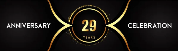 Years Anniversary Celebration Logotype Circle Glitter Sparkle Black Background Premium — Stock vektor